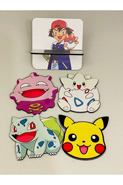 taso8090 POKEMON ÖZEL KESİM BARDAK ALTLIĞI (4 ADET+STAND)