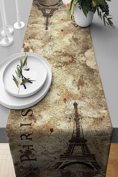 on the clouds Paris Patterned - Stain Resistant Fabric Τραπέζι κουζίνας σαλονιού, διαφορετικά μοντέλα