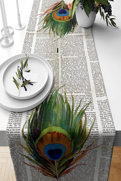 Pelangi Tavus Kuşu Motifli Leke Tutmaz Kumaş Salon Mutfak Masa Değişik Ranır ...