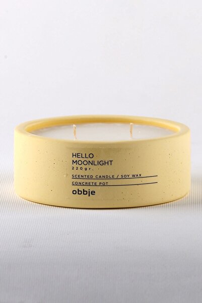 OBBJE Vanilya & Marshmallow Kokulu, Dekoratif Beton Mum, Yatay Form Çift Fitil