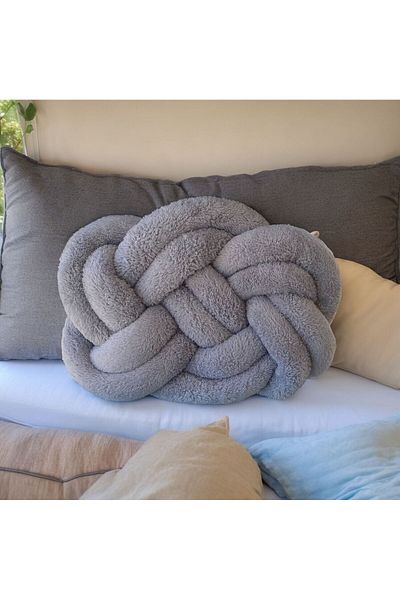 düğüm yastık Gray Puffy Flat Knot Pillow