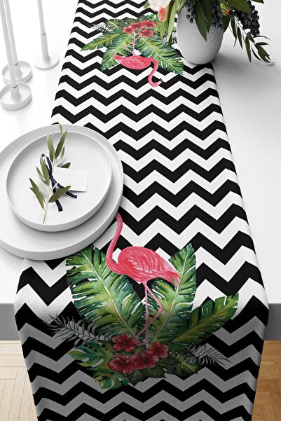 Pelangi Zigzag Filamingo Leke Tutmaz Kumaş Salon Mutfak Masa Değişik Ranır Mo...