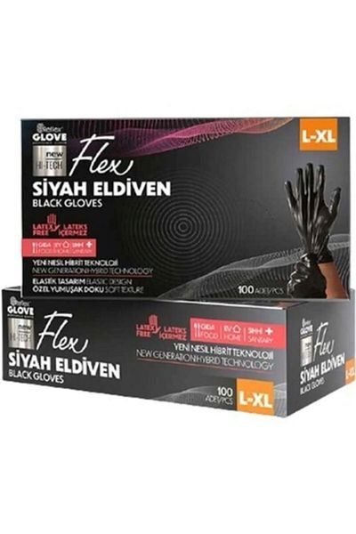 Lider MAGNESİA Leader Magnesia Flex Glove - Powder-Free Gloves 100 Pcs Black/L-XL