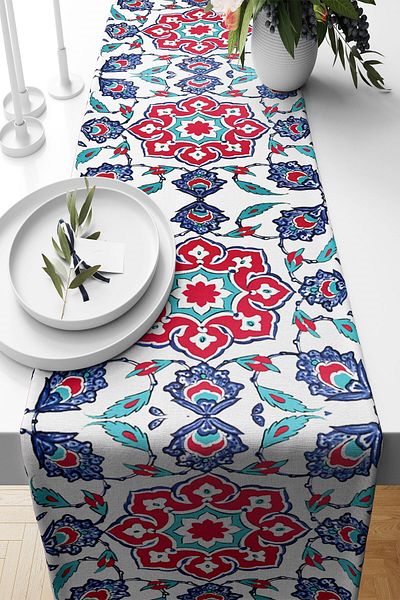 on the clouds Blue Gunmetal Runner - Stain Tile, Țesătură rezistentă, Masă de bucătărie pentru living, Diverse modele Ranır