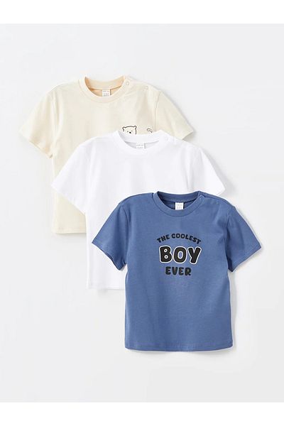 LC Waikiki LCW Baby - Crew Neck Printed Baby Boy T-Shirt Set of 3