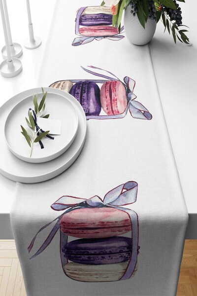 Pelangi معكرون ملون بنمط حلو - قماش مقاوم للبقع لطاولة المطبخ في غرفة المعيشة