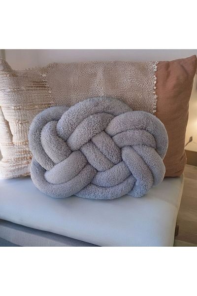 düğüm yastık Gray Puffy Flat Knot Pillow