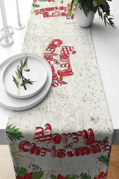 Pelangi Merry Christmas Yılbaşı Süsü Tema Leke Tutmaz Kumaş Salon Mutfak Masa...