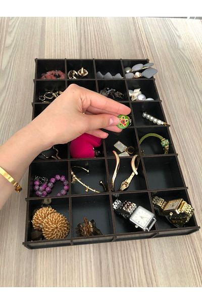 Sipylum Natural Wooden Display Box with 24 Compartments - Drawer Table
