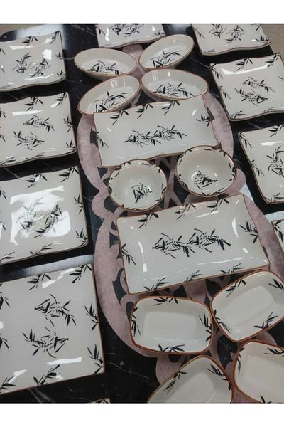 Yiğit Seramik Züccaciye Olive Branch 24 Piece Breakfast Set for 12 People