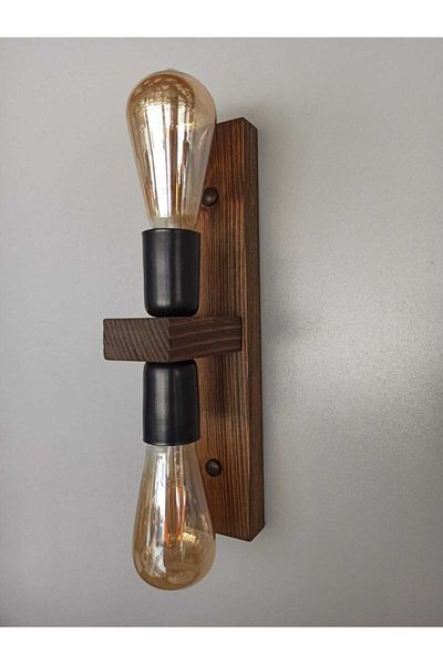 avizemguzel Lara Wooden Rustic Modern 2-Piece Wall Sconce