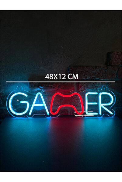 Neonite 'GAMER' Işıklı Neon Led Dekoratif Duvar Yazısı Tabelası (48X12CM)