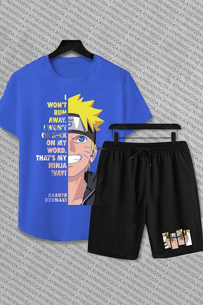 PENTHİLUS Naruto Anime Unisex Shorts and T-Shirt Set - Printed
