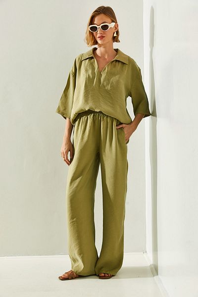 Bianco Lucci V-Neck Women's Basic Set - Lower and Upper Set