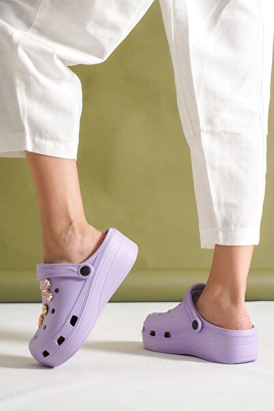 TOPUK Papuci de damă liliac - Allis Thick Talpă