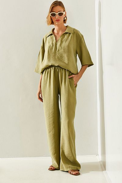 Bianco Lucci V-Neck Women's Basic Set - Lower and Upper Set