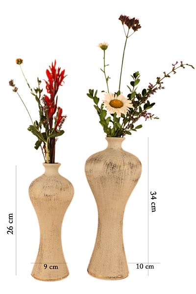 Hmydesign Beige Gold Vase - Journal Set of 2