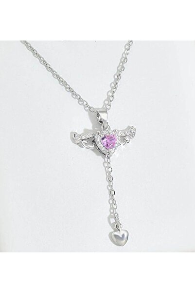 Vipfoni قلادة من الفولاذ على شكل قلب مجنح