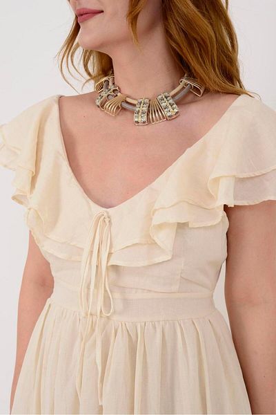 Park Moda An10636 Flora Ruffle Detailed Raw Dress