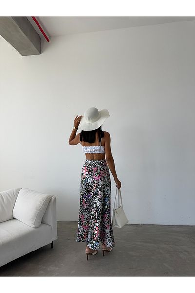 Fiori Luxury Maxi Satin Skirt - Elastic Waist