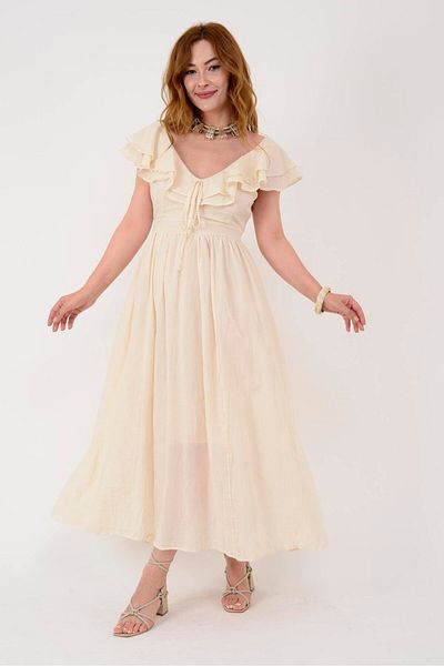 Park Moda An10636 Flora Ruffle Detailed Raw Dress