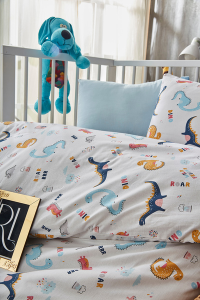 Ricco Lifes طقم لحاف أطفال مصنوع من القطن العضوي بنسبة 100% مع ملاءات