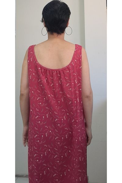 Mertcan Butik Φόρεμα με ροζ σχέδιο - Βαμβακερό φόρεμα με συσπειρωμένο μπροστινό και πίσω μέρος