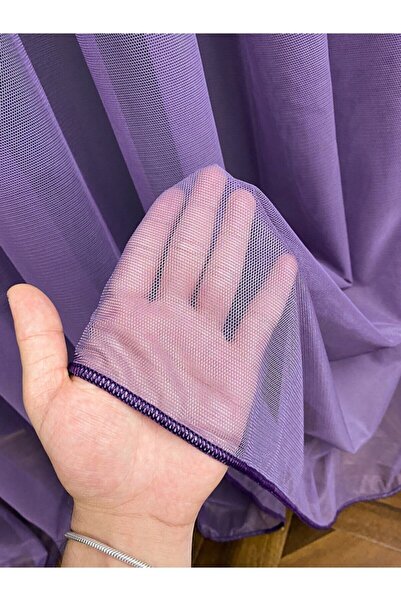 elision home Purple Grek Tulle Curtain Honeycomb Floor 300x260cm (1x2) Sparse Pleat Elısıon00101