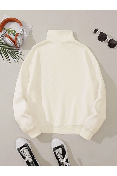 Ginevra Φούτερ Unisex Basic μονόχρωμο γιακά με μισό φερμουάρ με φλις εσωτερικά