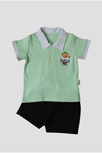 Chicsy Baby Teddy Bear Patterned Sweet Collar - Set of 2 Top and Bottom Set