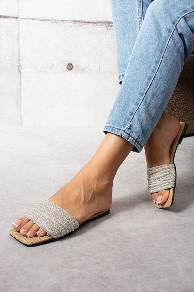 topukludünyası Elegant Stone Detailed Stylish Women's Evening Dress Slippers
