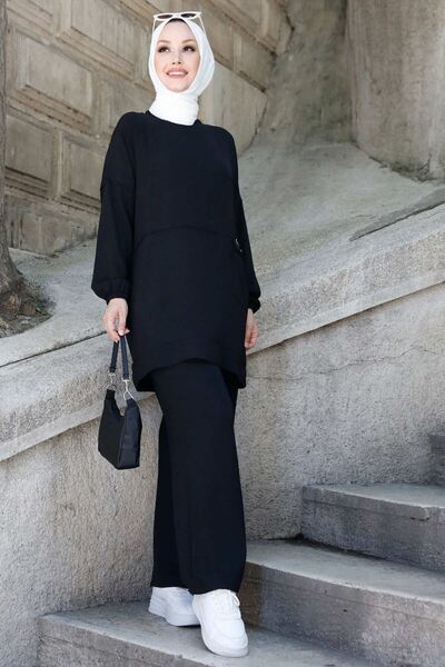 TOFİSA 10542-černé tunikové kalhoty