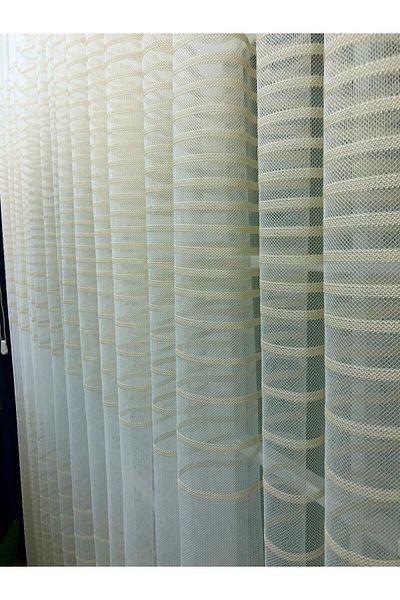 elision home Transverse Striped Banded Sports Tulle Curtain, 500x260, Tight Pleat, 1/3