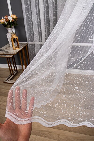 elision home Slub Pattern Knitted Plain Tulle Curtain, 100x250, Normal Pleat, 1/2.5