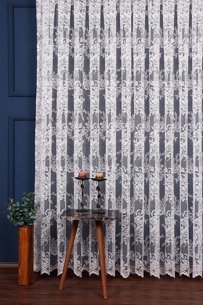 elision home Rose Patterned Lace Tulle Curtain 350x250 cm 1-3 Tight Pleat Elıon04181