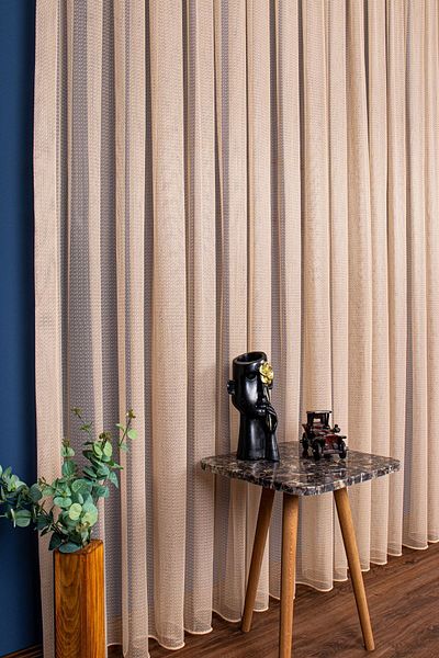elision home Milk Coffee Color Modern Pattern Skirt Leaded Tulle Curtain, 300x260cm, 1/2,5 Normal Pleat, Elıon03041