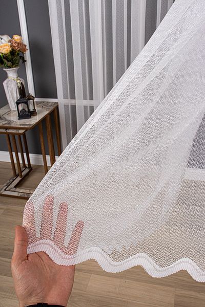 elision home Modern Snowy Knitted Plain Tulle Curtain, 150x250, Sparse Pleat, 1/2