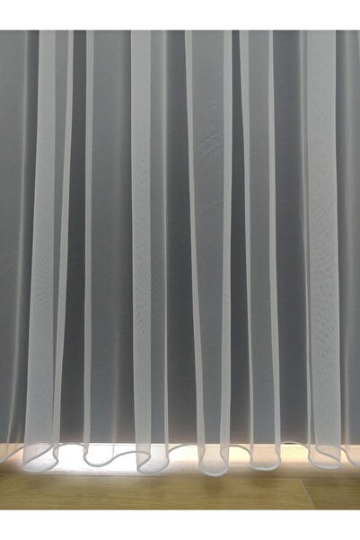 elision home Hayal Curtain Natural Floor Plain Tulle Curtain - Ecru Color, 300x250, Thin Pleat, 1/3