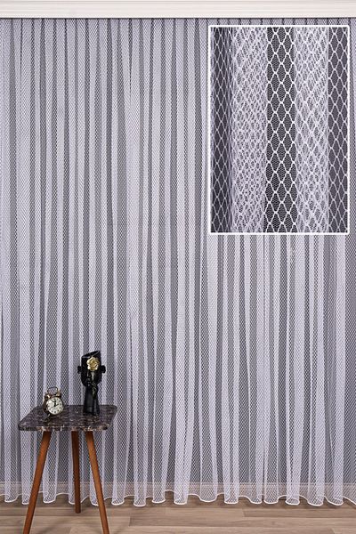 elision home Lace Knitted Ecru Tulle Curtain High Gramage, 200x250, Normal Pleat, 1/2.5