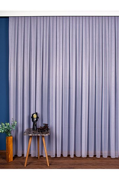 elision home Lilac Color Modern Pattern Skirt Leaded Tulle Curtain 300x260 cm 1-2.5 Normal Pleat Elıon03041