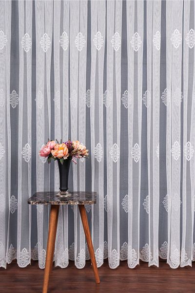 elision home ستارة من التول المحبوك بنمط الداماكس، 350 × 250 سم، 1/3 ثنيات ضيقة، Elıon01581