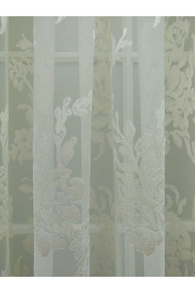 elision home Rose Patterned Lace Tulle Curtain, 450x270, Sparse Pleat, 1/2