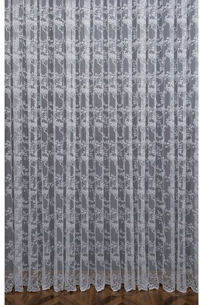 elision home Flower Pattern Knitted Tulle Curtain, 250x260, Normal Pleat, 1/2.5