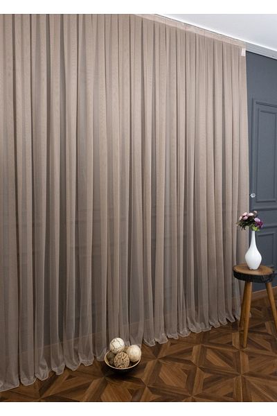 elision home Plain Mink Tulle Curtain, 200x270, Normal Pleat, 1/2.5