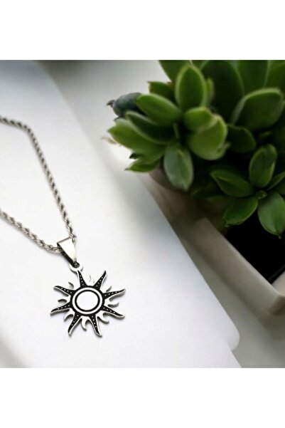 AKSESUARIM Erkek Güneş Detaylı Çelik Kolye Ucu