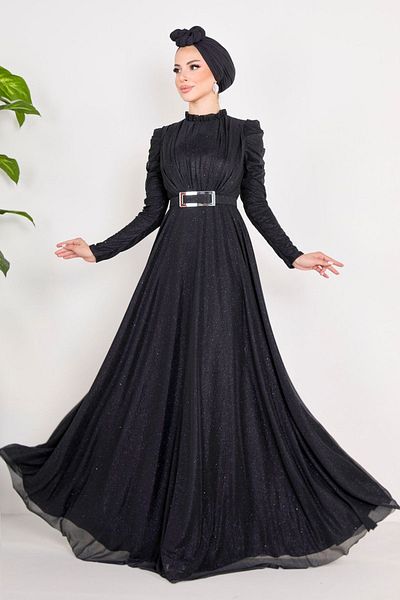 TOFİSA Černé dámské večerní šaty Hakim Collar - 23119