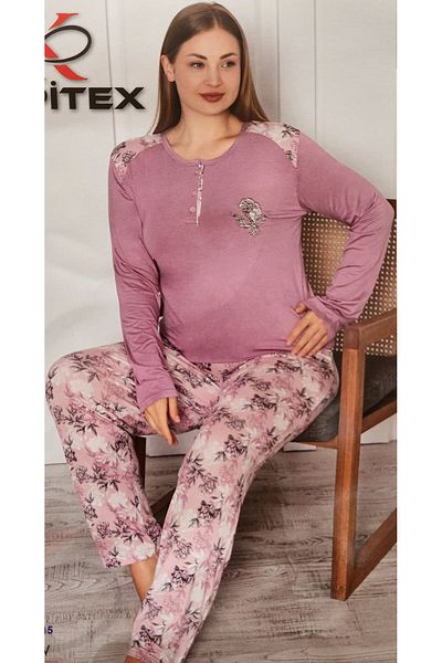 KAPİTEX Battal Size Kapitex Cotton Long Sleeve Pajama Set - 5975