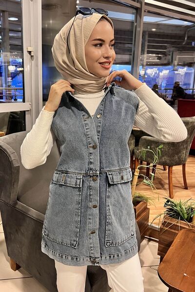 TOFİSA 23051-ΜΠΛΕ Τζιν Γιλέκο