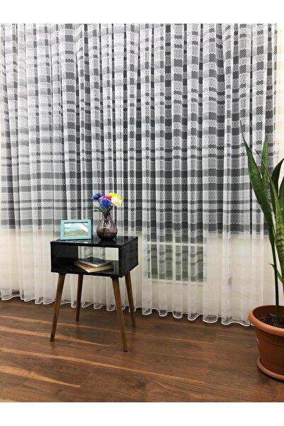 elision home Геометричний візерунок мереживна тюлева штора, 550x270, щільна с...