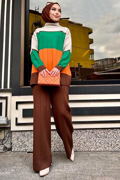 TOFİSA 21796-brown Knitwear Tunic Trousers